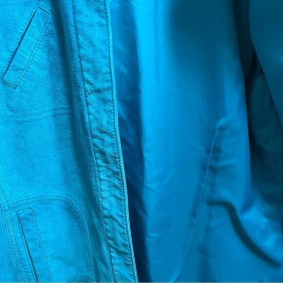 Chico’s Teal Leather Suede Jacket Size 1 Medium 100% Leather Classic Monochrome - Picture 9 of 16